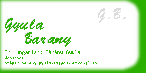 gyula barany business card